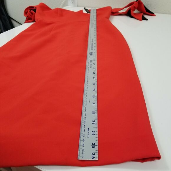 Milly Brie Size 4 Off Shoulder Italian Cady Red Poppy Cocktail Dress NWT $495 - Picture 4 of 5
